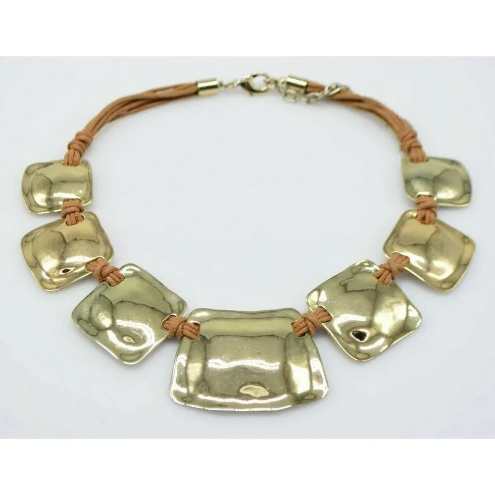 St Thomas Gold Graduated Disc Statement Necklace